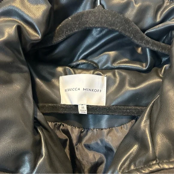 Rebecca Minkoff Black Faux Leather Puffer Oversized Jacket - Picture 10 of 10
